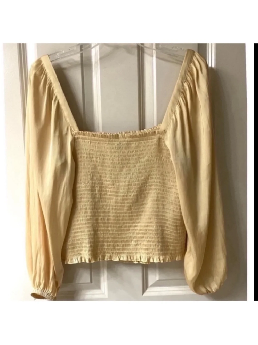 J.Crew Squareneck Smocked Satin Top